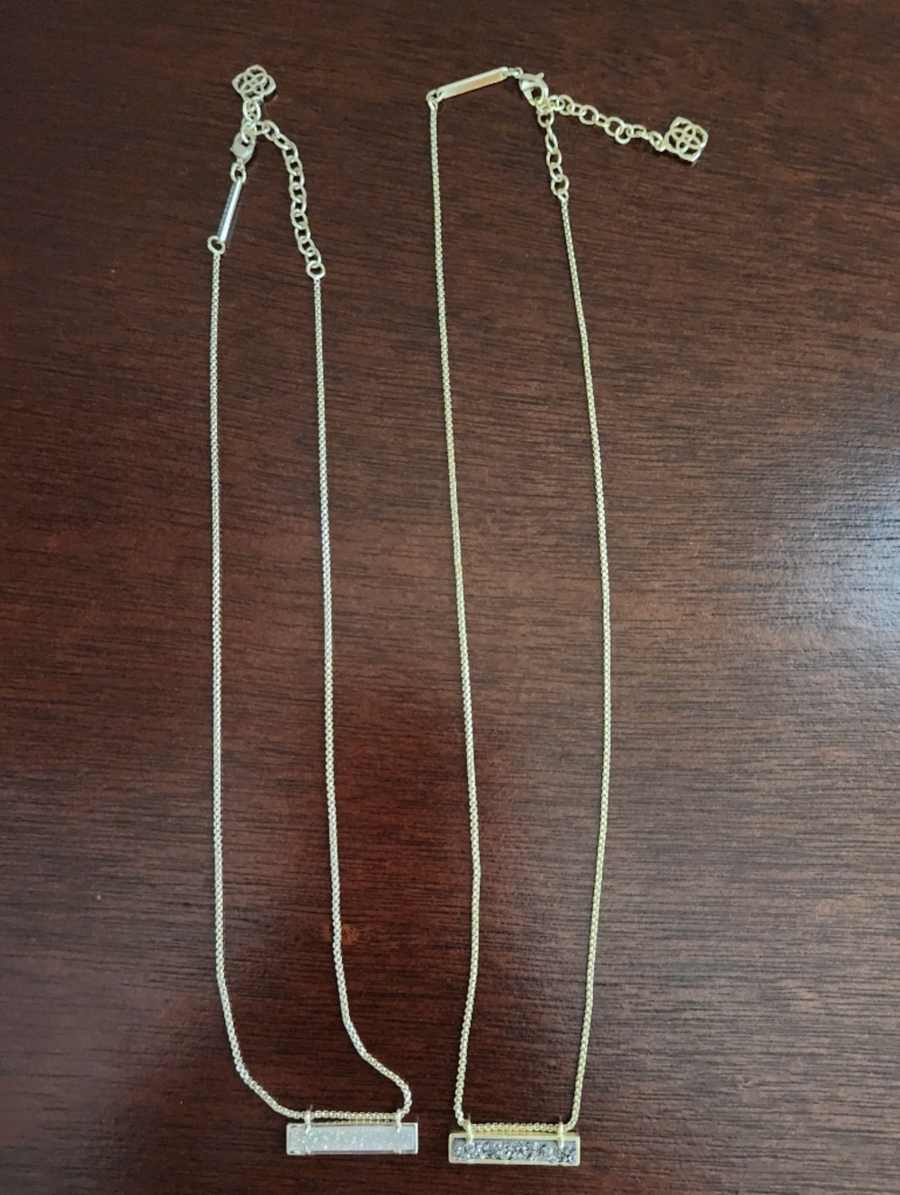 Kendra Scott Leanor Bar Necklace Gold Drusy Necklaces Set - Picture 3 of 5